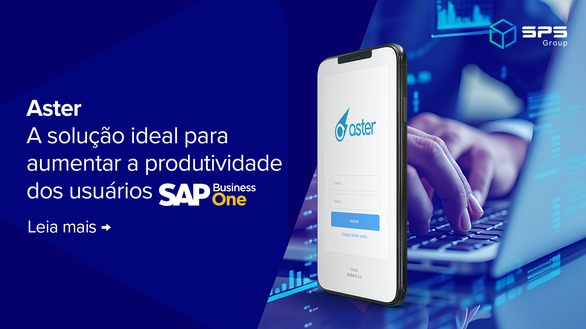 Celular com interface da Plataforma Aster para SAP BUSINESS ONE